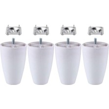 MarkEntegra 4 Adet Oval Plastik Ayak - 12 cm Beyaz Mobilya Ayağı