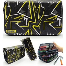 MarkEntegra Siyah Kamuflaj Desenli Kalem Kutusu - Üç Bölmeli Tasarım