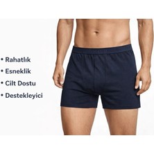 EDDA GOLD Erkek Boxer Lacivert S – Pamuklu Likralı Esnek Rahat Penye İç Çamaşırı