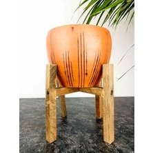 MarkEntegra 15 cm Siyah Çizgi Desenli Terrakota Saksı, 4 Ayaklı