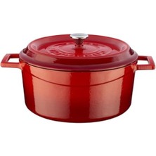 MarkEntegra 24 cm Döküm Demir Yuvarlak Tencere, Kırmızı