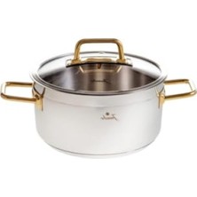 MarkEntegra 8 Parça Paslanmaz Çelik Titanyum Gold Tencere Seti