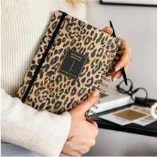 MarkEntegra Leopar Desenli A5 Spiralli Süresiz Planlayıcı Ajanda, 15X21 cm