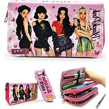 MarkEntegra Vegan Deri Üç Bölmeli Kalem Kutusu - Pembe Renk