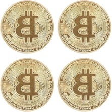 MarkEntegra 4 Adet Altın Rengi Bitcoin Hatıra Sikkesi - Koleksiyonluk Süs Eşyası