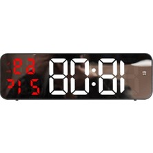 MarkEntegra Kırmızı LED Ekranlı Nem Ölçer ve Masa Alarm Saati