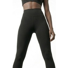 H1Style Toparlayıcı Esnek Sporcu Yüksek Bel Tayt Siyah