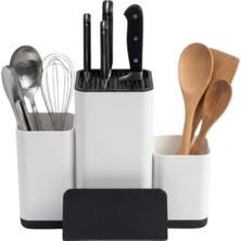 MarkEntegra Çok Bölmeli Mutfak Bıçak Organizeri, Kaymaz Tabanlı Ahşap/metal Bıçaklık ve Mutfak Gereçleri Düzen