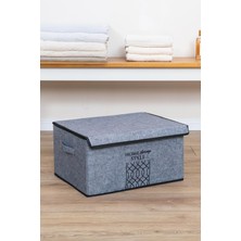 Gri Keçe Kapaklı Maxi Kutu 47X37X24 Cm, Şık ve Fonksiyonel Depolama