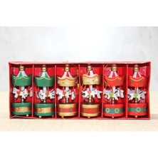 MarkEntegra Renkli Ahşap Mini Atlı Karınca Noel Ağaç Süsü, 6'lı Set, Geleneksel Tasarım