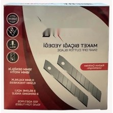 MarkEntegra 18 mm Genişlikte Karbon Çelik Maket Bıçağı Yedek Bıçak Seti (10 Adet)