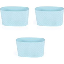 MarkEntegra 3 Adet Pastel Mavi Dekoratif Balkon Saksısı