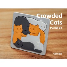 Minimal Kedi Puzzle Dekoratif 3D Baskı