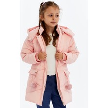 Pearnight Kız Çocuk Montu Elyaflı Polarlı Kışlık Kaban