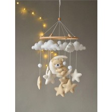 Trend Metfiq Decoration Montessori El Yapımı Bebek Dönencesi Ahşap Kasnaklı Sakinleştirici Beşik Süsü Müziksiz Doğal Tasarım