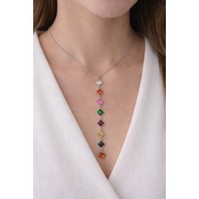 Nati Co Geometrik Tasarım Çok Renkli Işıltılı Drop Kolye