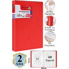 Artlantis Kırmızı Sunum Dosyası 40 Lı 2 Adet Poşet Dosyalı Katalog Dosyası 40 Poşetli Kendinden Dosya Plastik Kapaklı