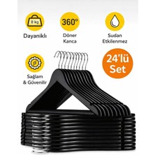 24 Adet Ahşap Görünümlü Plastik Elbise Askısı Seti