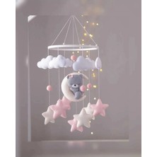 Trend Metfiq Decoration Montessori El Yapımı Bebek Dönencesi Ahşap Kasnaklı Sakinleştirici Beşik Süsü Müziksiz Doğal Tasarım