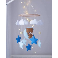 Trend Metfiq Decoration Montessori El Yapımı Bebek Dönencesi Ahşap Kasnaklı Sakinleştirici Beşik Süsü Müziksiz Doğal Tasarım