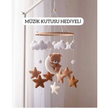 Trend Metfiq Decoration Müzikli Bebek Dönencesi & El Yapımı Keçe Figürlü Montessori Beşik Uyku Arkadaşı Anne Yanı Ninni