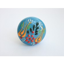 Mavi Başlıklı Seramik Zeytinyağı Şişesi Mantar Kapak (28X18MM, H40MM)