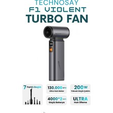Azurtech F1 Violent Turbo Jet Fan 7 Başlık 130000RPM Ultra Güçlü Motor Güçlü Vakum 4000MAH Bataryalı Üflemeli