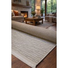 Krem Gri Çizgili Iskandinav Modern Tasarım Sisal Bukle Özel Ölçü Salon Oturma Odası Koridor Halısı Yolluk