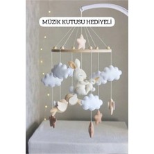 Trend Metfiq Decoration Bebek Tasarım El Yapımı Bebek Dönencesi | Müzikli Uyku Arkadaşı | Bulut, Yıldız ve Hayvan Figürlü