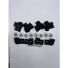 1 Sabit 1 Kayar Siyah Tekerlek 8 Li Vidalı Takım