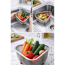 Dies Lavabo Içi Süzgeci Üçgen Paslanmaz Çelik Süzgeç 18X12X12 cm Mutfak Atık ve Meyve Sebze Süzme Sepeti