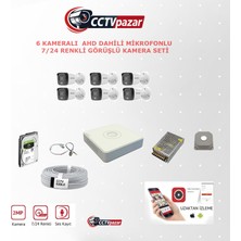 Hikvision Cctvpazar 6 Kameralı Dahili Mikrofonlu 7/24RENKLI Görüşlü Kamera Seti