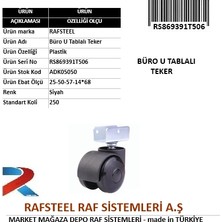 Büro Ofis Için U Tablalı Teker Rafsteel RS869391T506 / 4 Adet