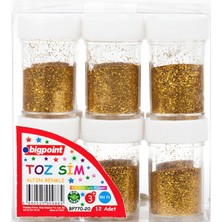 Bigpoint 12 Adet Altın Renkli Toz Sim 8 Gram Parlak ve Canlı Renklerle Sanat Projeleri İçin