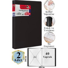 Artlantis Siyah Sunum Dosyası 40 Lı 2 Adet Poşet Dosyalı Katalog Dosyası 40 Poşetli Kendinden Dosya Plastik Kapaklı