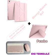 EHZ Teknoloji iPad Air 11 M4 (2026) Uyumlu Siyah Standlı Kılıf + Klavye Mouse Set