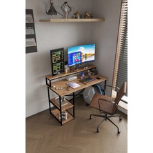 Miyuhome Bilgisayar Masası Oyuncu Masası Çalışma Masası 2 Raflı Metal Çalışma Masası