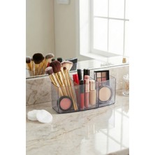 3 Bölmeli Şeffaf Akrilik Makyaj Organizeri, Fırçalık ve Rujluk