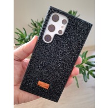 Epro Samsung Galaxy S24 Ultra Uyumlu Simli Taşlı Işıltılı Kamera Koruma Çıkıntılı Içi Kadife Lüks Kılıf