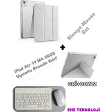 EHZ Teknoloji iPad Air 11 M4 (2026) Uyumlu Siyah Standlı Kılıf + Klavye Mouse Set