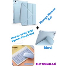 EHZ Teknoloji iPad Air 11 M4 (2026) Uyumlu Siyah Standlı Kılıf + Klavye Mouse Set