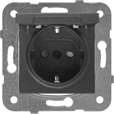 MarkEntegra Siyah Kapaklı Topraklı Priz Mekanizması, Çocuk Koruma Özellikli