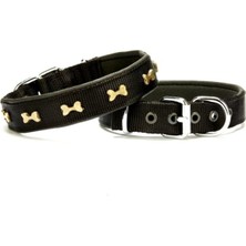 Cosmos E-Ticaret Softlu Kemik Desenli Köpek Tasması 2,5 cm x 50 cm Siyah