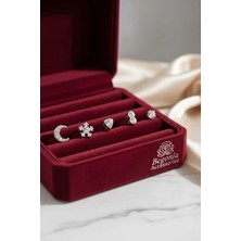 Begonia Accessories 925 Ayar Gümüş 5 Adet Zirkon Taşlı Hızma Küpe Olarak Kullanıma Uygun Set 11