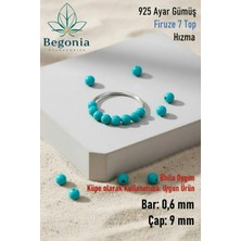 Begonia Accessories 925 Ayar Gümüş Piercing 7 Top Firuze Boncuklu Halka Hızma & Kıkırdak Küpe