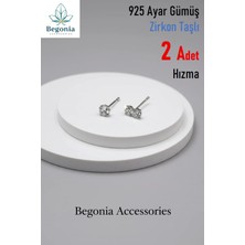 Begonia Accessories 925 Ayar Gümüş  2 Adet Zirkon Taşlı Hızma Set