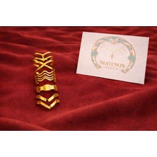 Matenon Design Gold Geometrik Yüzük Seti – Modern ve Şık Kombin