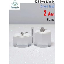 Begonia Accessories 925 Ayar Gümüş  2 Adet Zirkon Taşlı Hızma Set