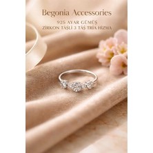 Begonia Accessories 925 Ayar Gümüş Üç Taşlı Halka  Figürlü Hızma