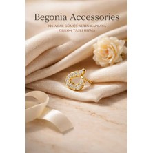 Begonia Accessories 925 Ayar Gold Gümüş Zirkon Taşlı Kalp Piercing Hızma Küpe